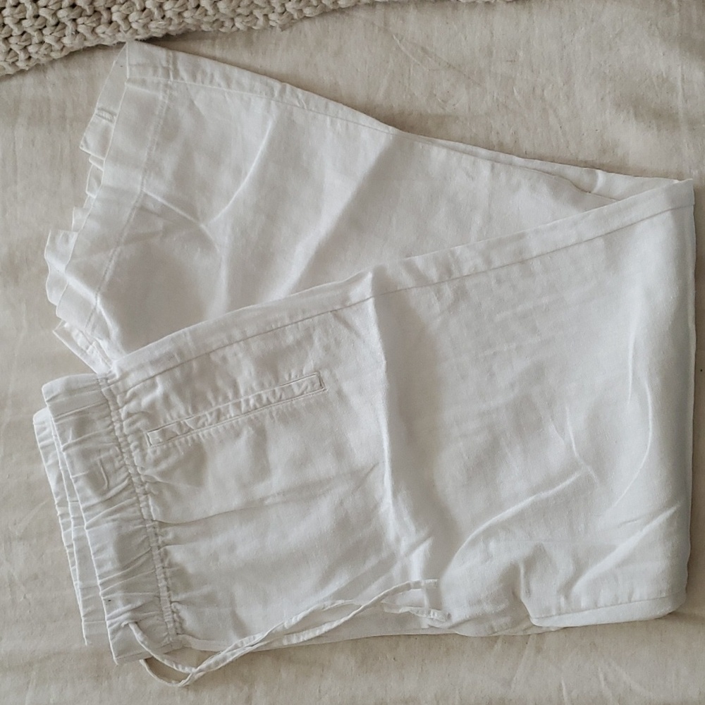 Jules & Leopold white wide leg linen pants - size M